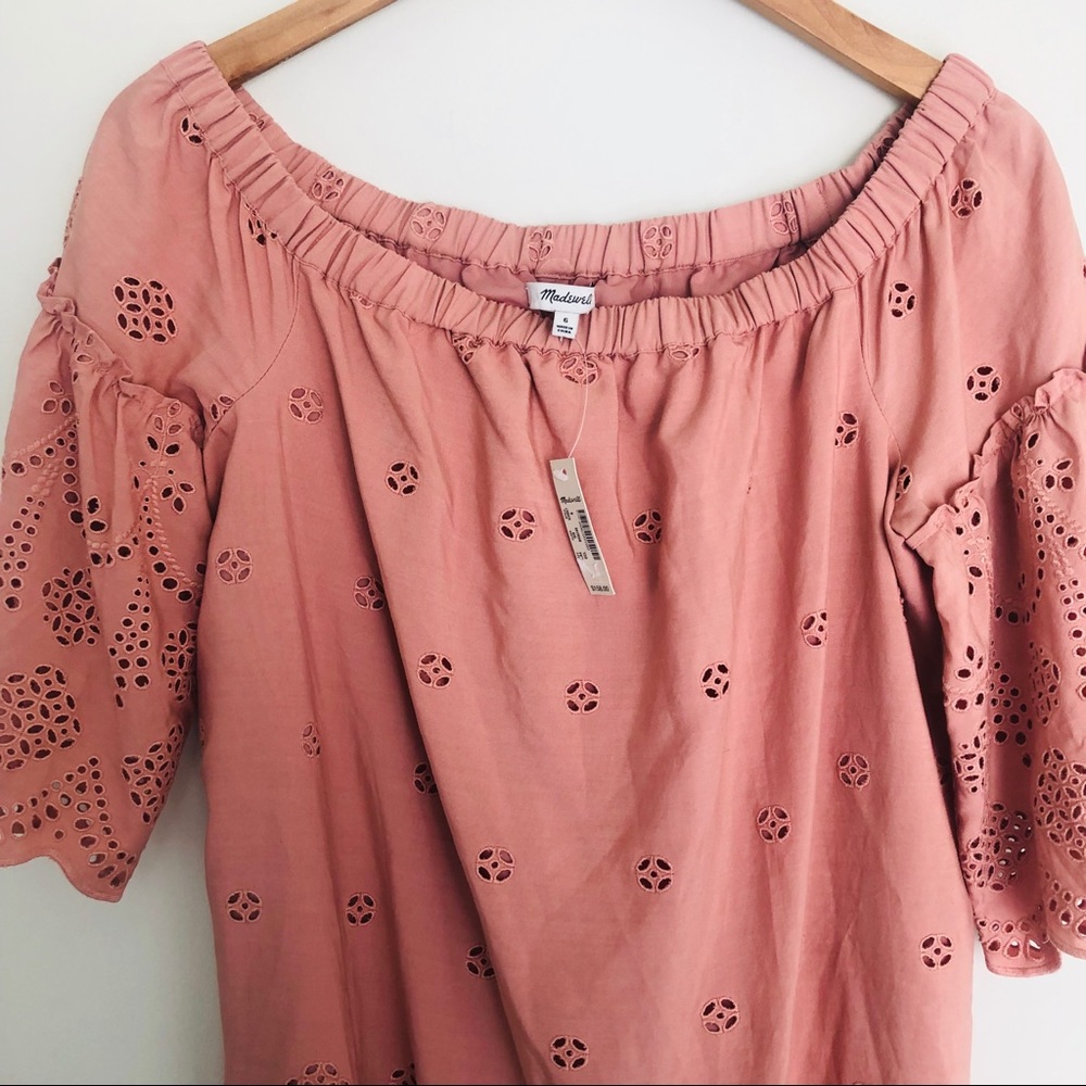 Madewell NWT Blush Eyelet Off the shoulder dress - Picture 3 of 4